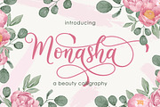 Monasha | Beauty Calligraphy, a Script Font by Almeera Std (Thumbnail 1 of 12)