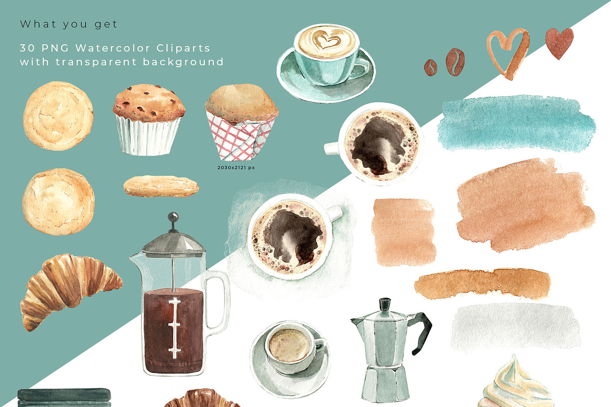 Watercolor Cappuccino & Croissant, a Food Illustration by Kamides (Photo 2 of 5)