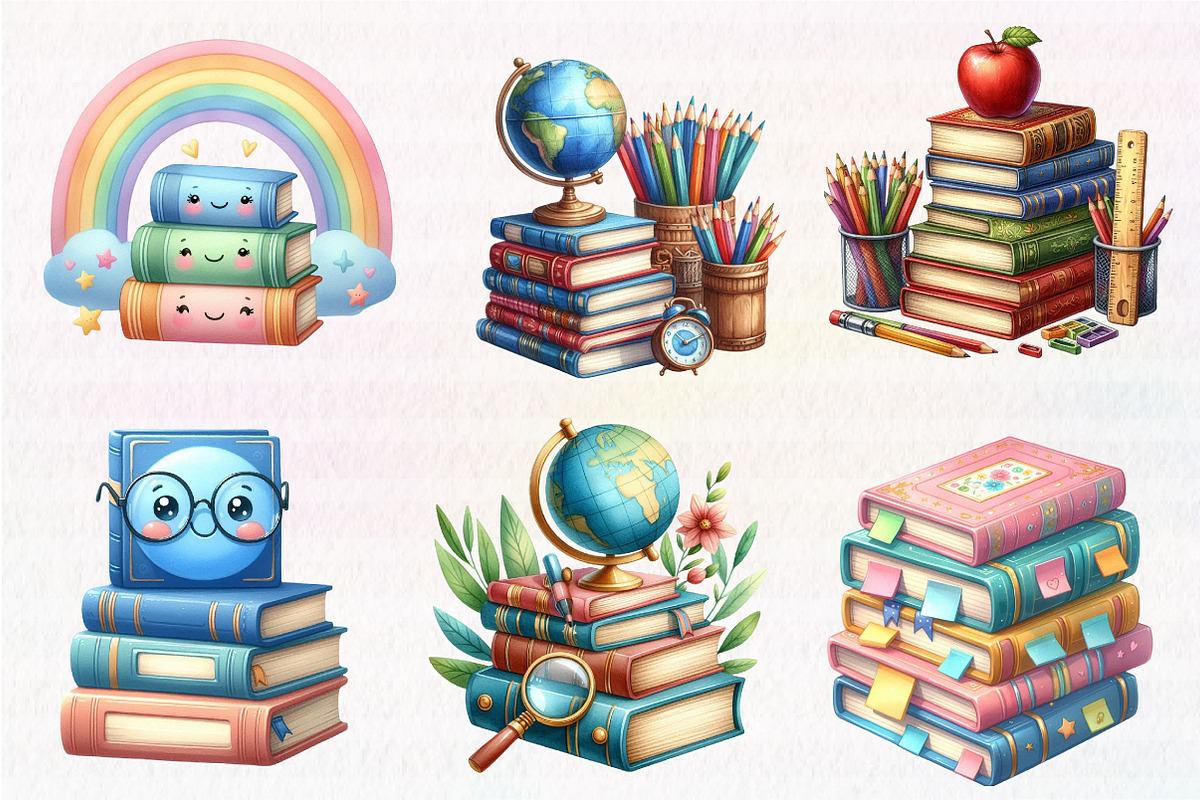 Back to School Books Stack, an Illustration by CreationArt (Photo 4 of 6)