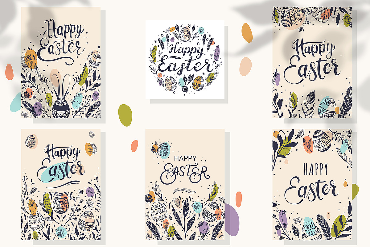 16 Vector Colorful Easter Cards, a Seasonal Illustration by HmarkaShop (Photo 2 of 5)