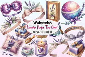 Watercolor Lavender Pamper Time, a Graphic by CitraGraphics
