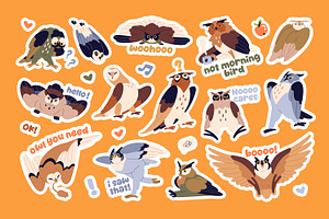 Cute, funny owls sticker pack, an Animal Illustration by PaperTrident