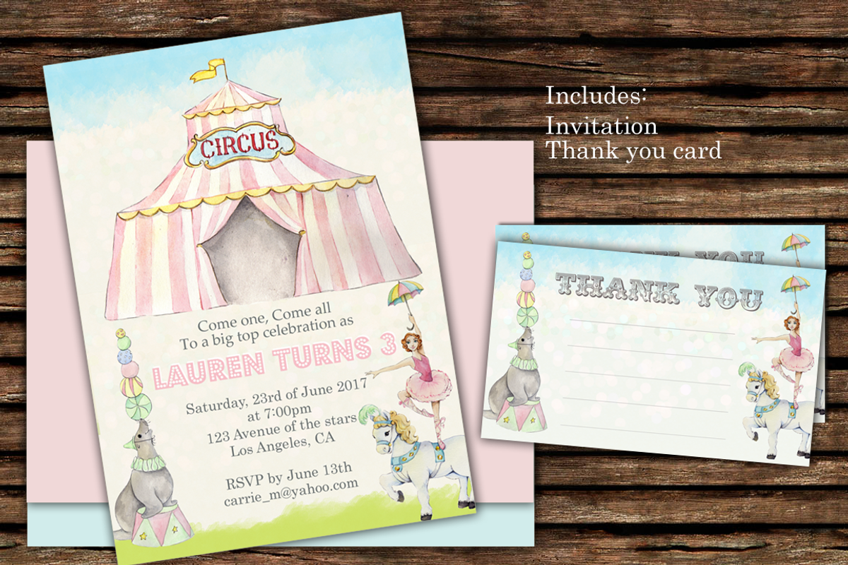 Circus Birthday Invitation Digital, an Invitation Template by Artseez