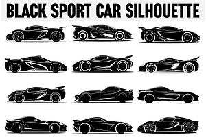 Speed and Style Car Silhouette Pack, an Illustration by abu67222