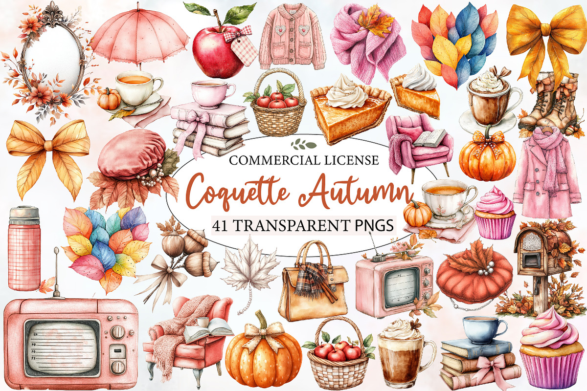 Hand-drawn Coquette Autumn Clipart, an Illustration by Designworld (Photo 1 of 9)