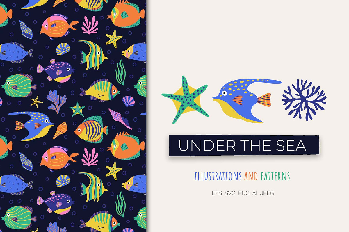 Fish & Seashells clipart, an Animal Illustration by Irina Ostapenko (Photo 1 of 9)