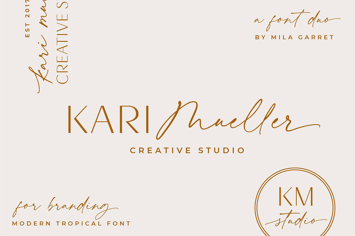 Modern Tropical Font Duo Logo Script, a Sans Serif Font by Mila Garret (Photo 4 of 14)