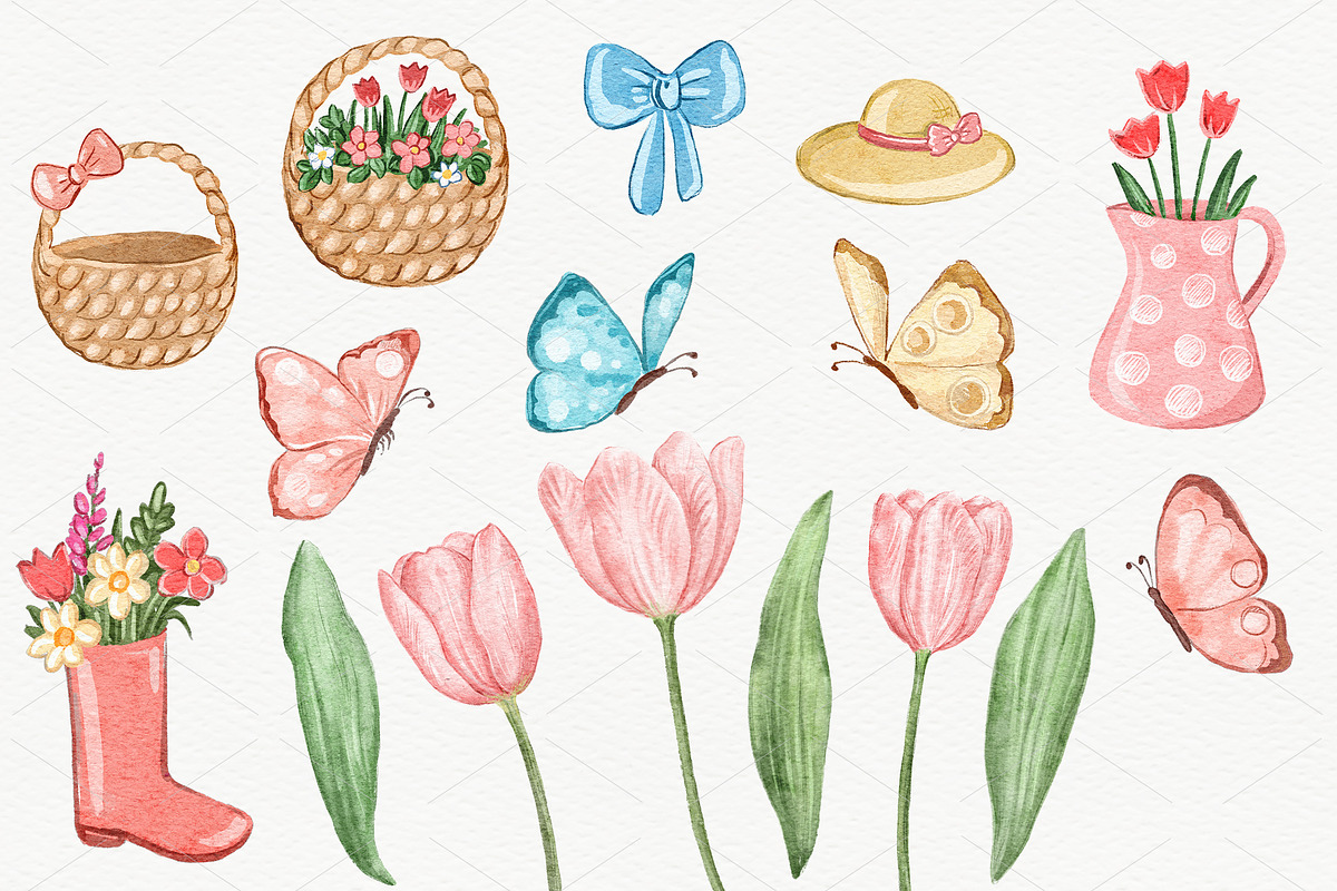 In the Garden-Watercolor Set, a Decorative Illustration by Irina Diasli (Photo 3 of 10)