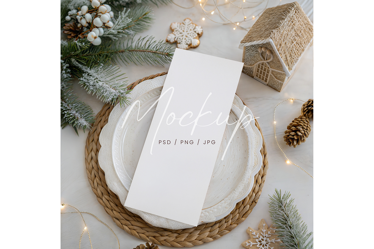 Christmas Menu Mockup Rustic, a Product Mockup by TatiMockup (Photo 1 of 3)