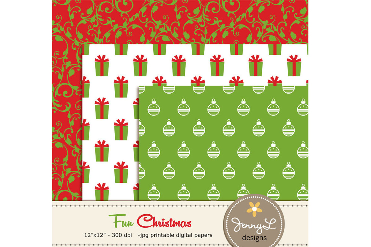 Fun Christmas Digital Papers, a Pattern Graphic by JennyL Designs (Photo 3 of 4)