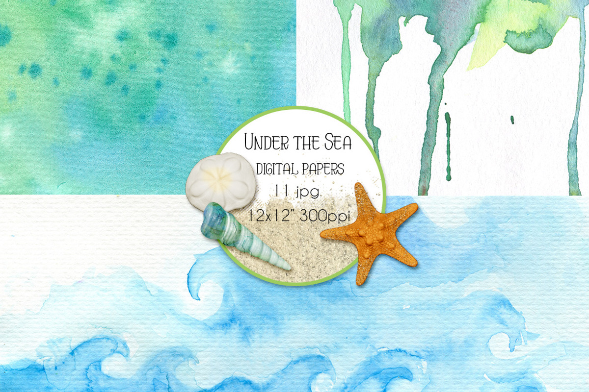 Under the Sea Watercolor Textures, a Texture Graphic by Studio Kitsch (Photo 5 of 6)