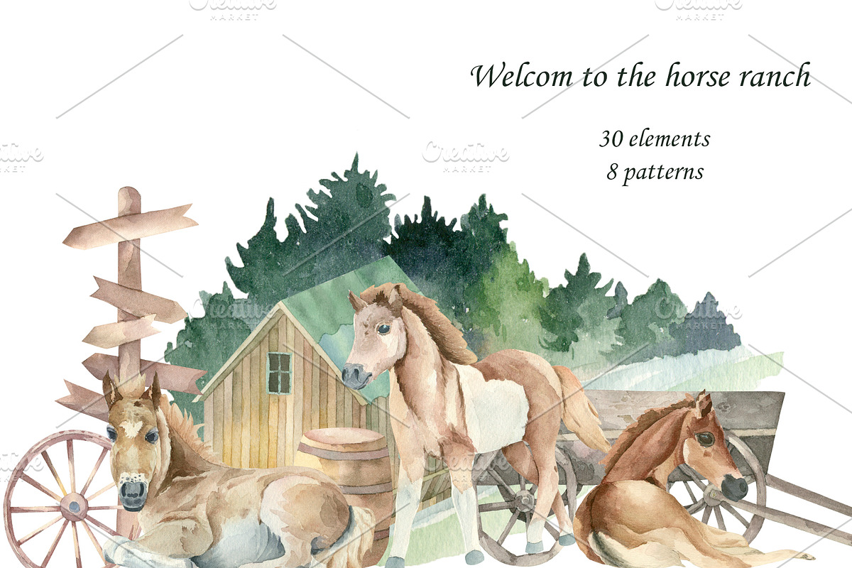 Welcom to the horse ranch, an Animal Illustration by Watercolor arts (Photo 1 of 6)
