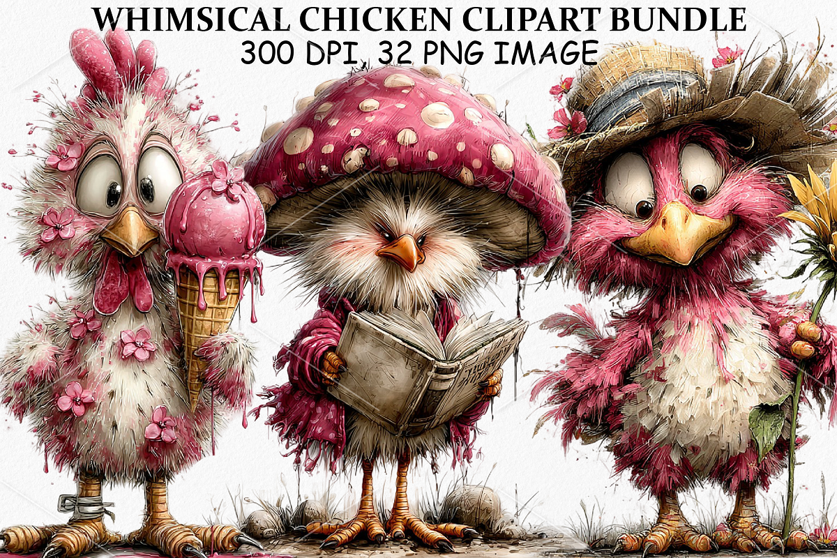 Whimsical Chicken Clipart Bundle, a Seasonal Illustration by Canvas Craft (Photo 1 of 7)