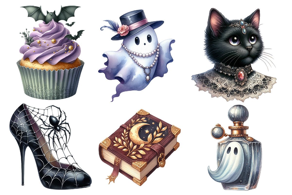 Fancy Halloween Clipart PNG, an Illustration by SinaCreation (Photo 2 of 5)