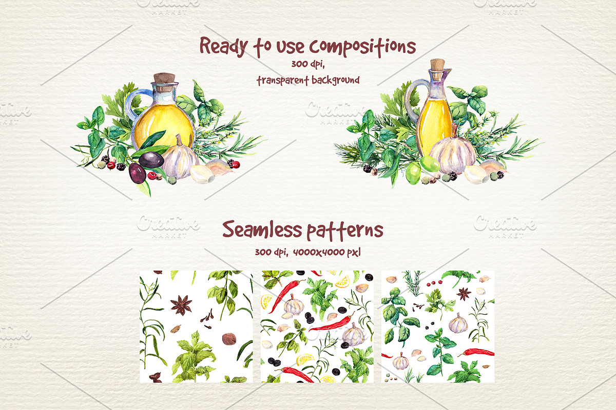 Herbs and spices watercolor clipart, a Food Illustration by Where summer is (Photo 6 of 6)