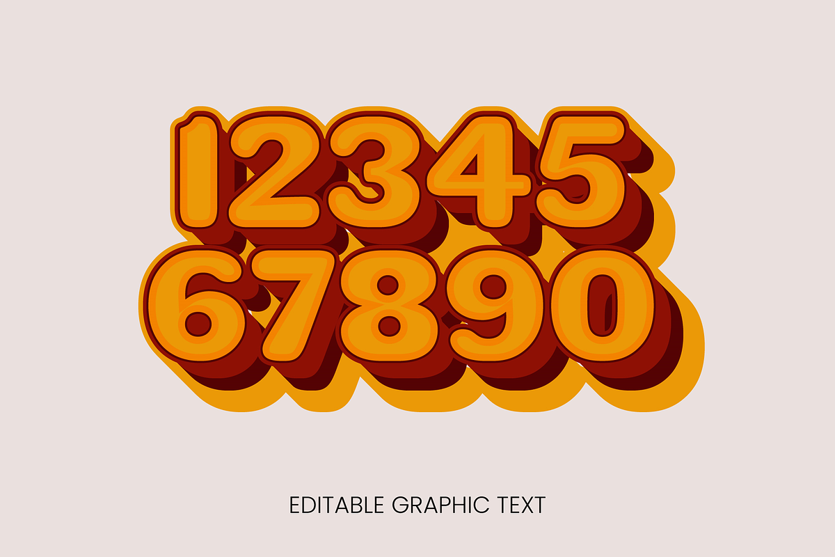 Retro Layered 3D Rounded Text Effect preview 2