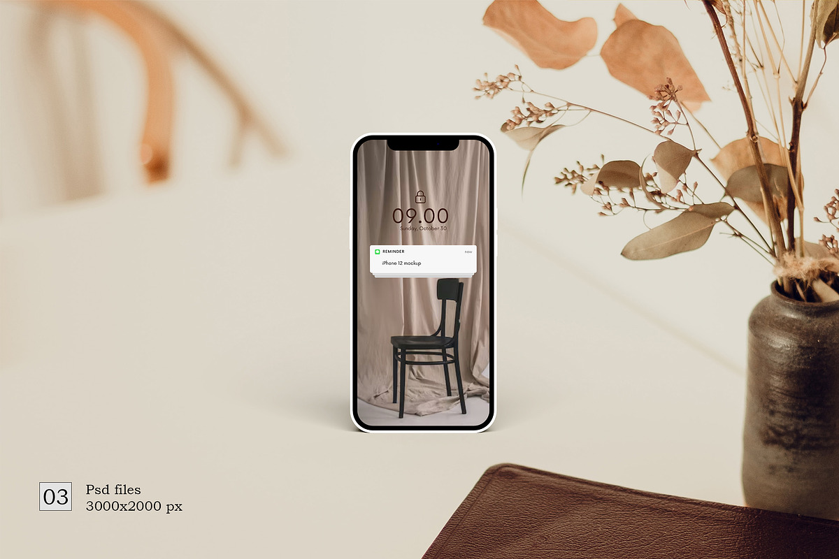 iPhone 12 Mockup, an iPhone Mockup by YurnalisPerix (Photo 1 of 4)