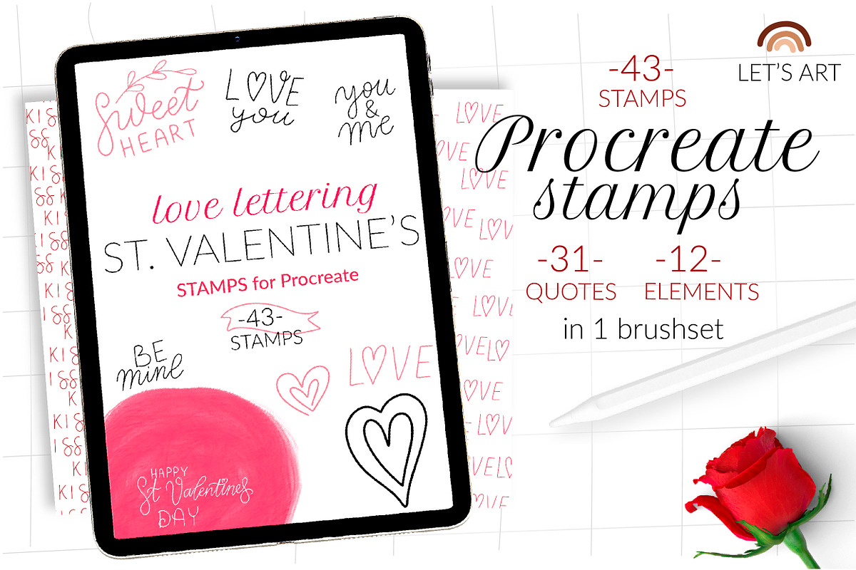 Valentines Day lettering stamps, a Brush Add-On by Let's Art (Photo 1 of 5)