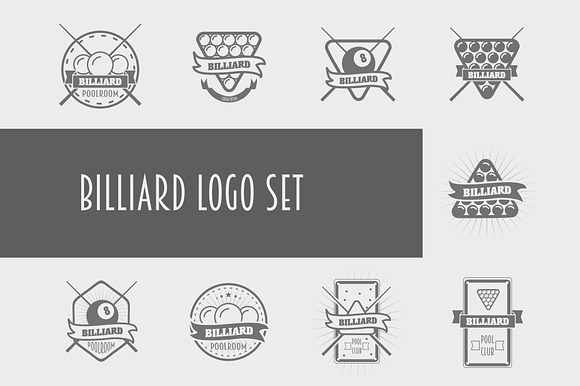 Billiard Logos And Icons Set