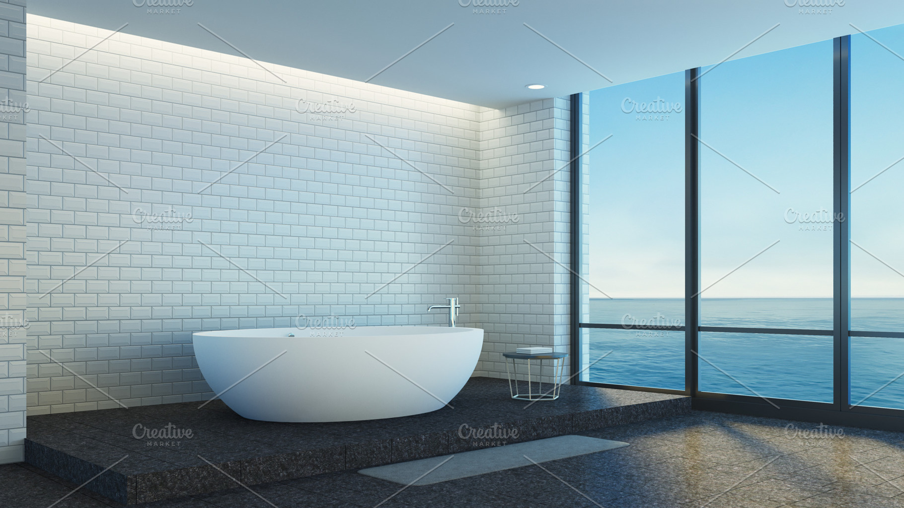 Moderm luxury bathroom sea view, an Architecture Photo by TONTECTONIX