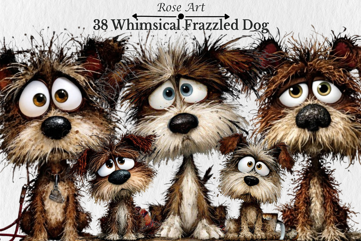 whimsical Frazzled Dog Clipart, an Animal Illustration by Rose Art (Photo 1 of 7)