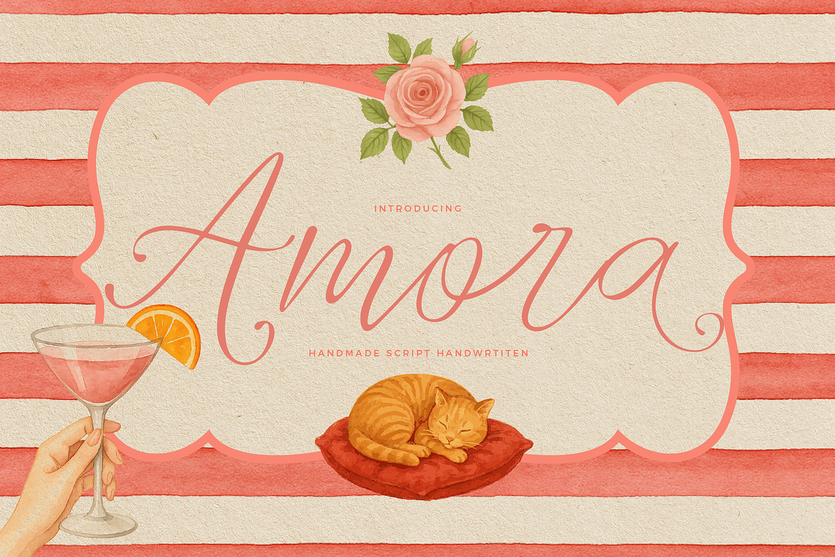 Amora Handmade Written Script, a Script Font by Fortunes Co (Photo 1 of 13)