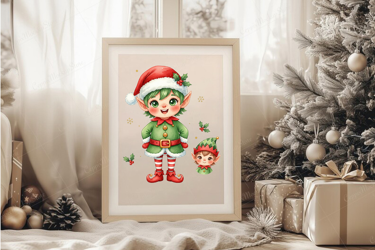 Christmas Elf Clipart Set - Cute Fes, an Illustration by DreamArtGraphic (Photo 5 of 5)