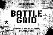Battle Grid - Tactical Army Stencil, a Sans Serif Font by BearyType Studio (Thumbnail 1 of 8)