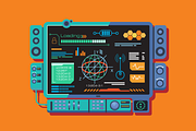 Control panel with a variety of data, a Technology Illustration by Kit8.net (Thumbnail 1 of 3)