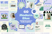 Modern Blue Instagram Templates, a Social Media Template by Hell Yeah Designs (Thumbnail 1 of 10)