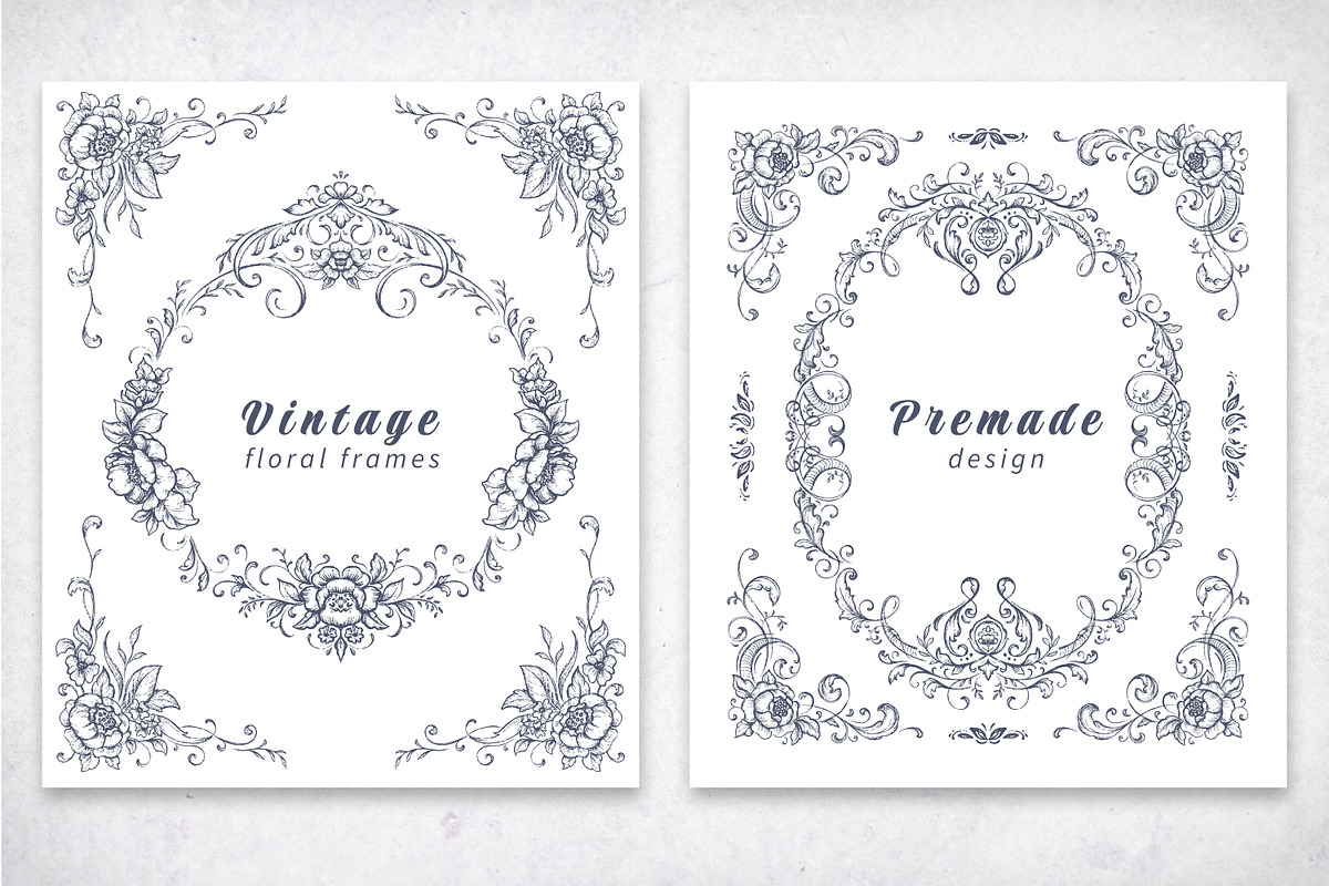 Vintage Vector Frames & Borders, a Decorative Illustration by Molly art (Photo 4 of 9)