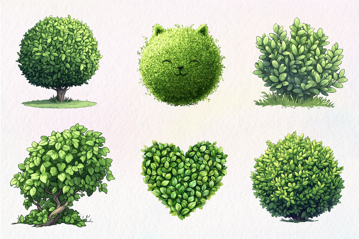 Watercolor Bushes Clipart Bundle, an Illustration by CreationArt (Photo 3 of 6)