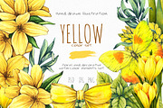 Floral and decor set (yellow color), a Decorative Illustration by Color and Decor (Thumbnail 1 of 5)
