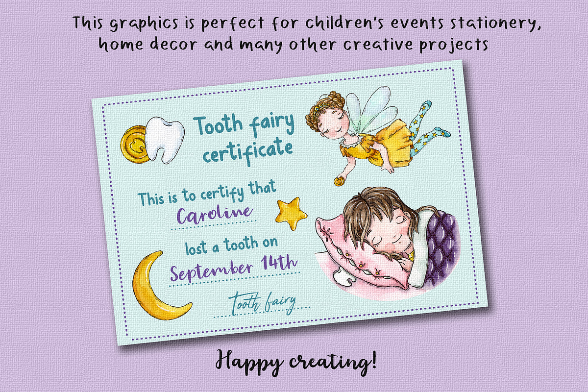 Tooth Fairies watercolor clipart, an Object Graphic by Trinibis (Photo 4 of 4)