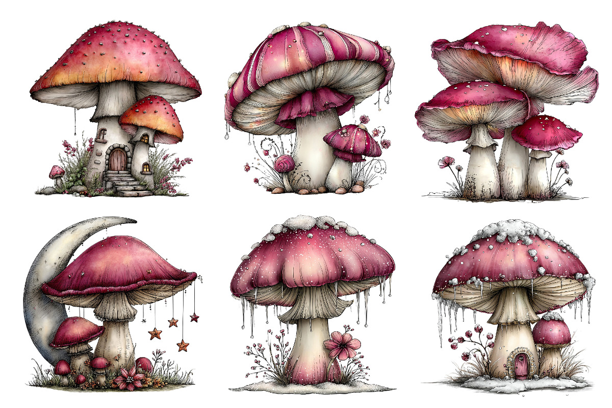 Whimsical Mushroom Clipart, an Illustration by Dream Creation (Photo 6 of 7)