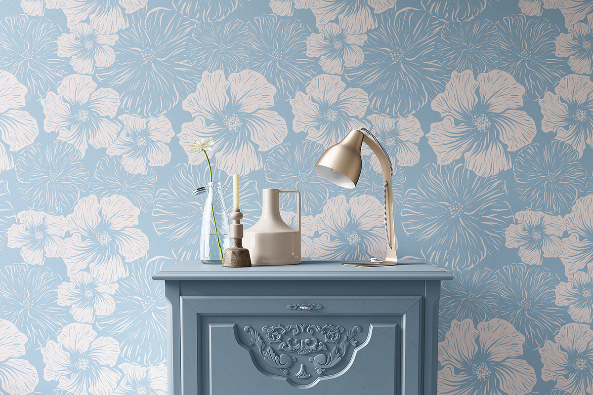 Swirl Flowers | Vector Print, a Wallpaper Graphic by MalyskaStudio (Photo 4 of 13)