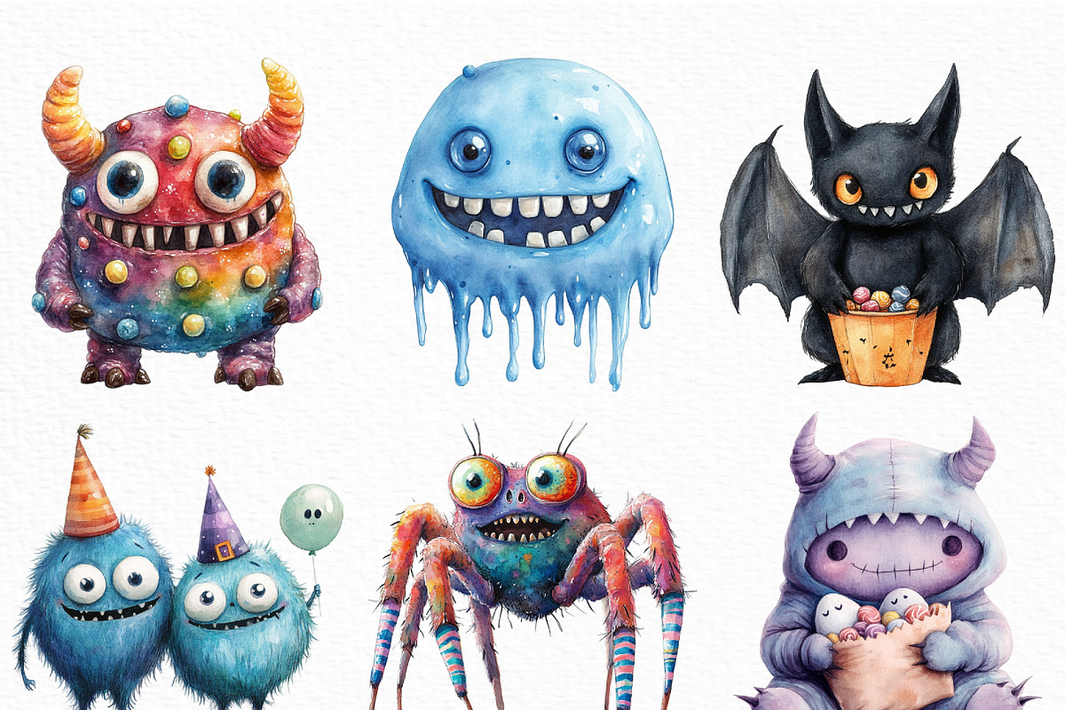 Halloween Monsters Clipart Bundle, an Illustration by Craft Nest (Photo 2 of 6)