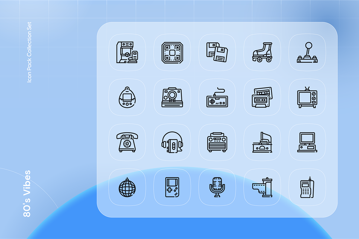 80's Vibes Icon Set, an Outline Icon by Nathaya Studio (Photo 2 of 2)
