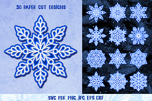 3D Snowflake Paper Cut Collection