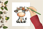 Whimsical Spring Cow Clipart, an Illustration by Design Market (Thumbnail 4 of 4)