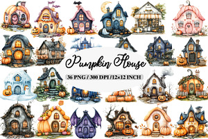 Halloween Pumpkin House Clipart, an Illustration by Daily.Designs