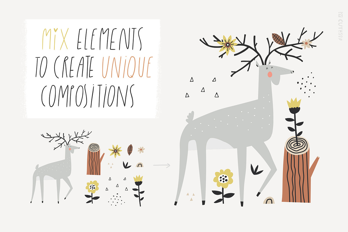 Woodland | 100% hand drawn clipart, an Animal Illustration by Olia (Photo 9 of 17)