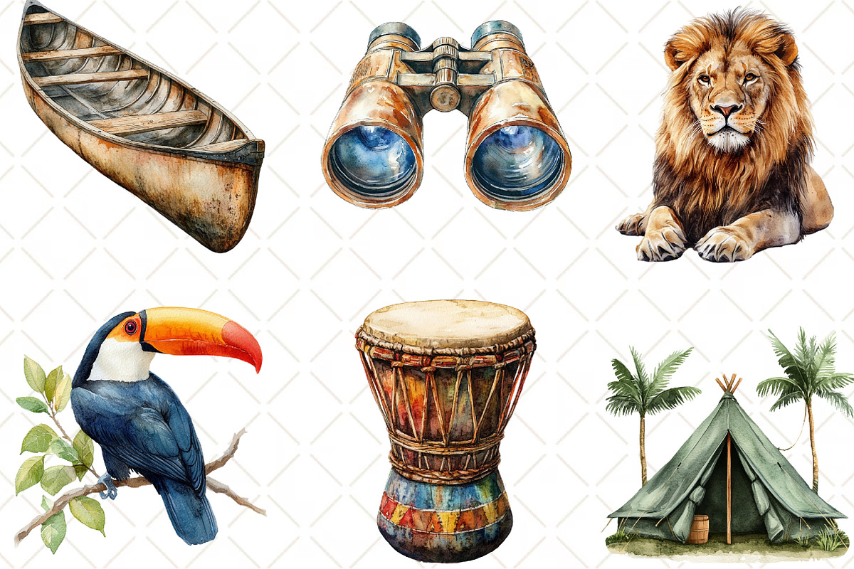 Jungle Adventure Clipart Bundle, an Illustration by Black Bird Studio (Photo 5 of 6)