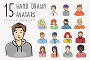 Hand drawn vector avatars set, a Person Illustration by Julia Tim (Thumbnail 1 of 3)