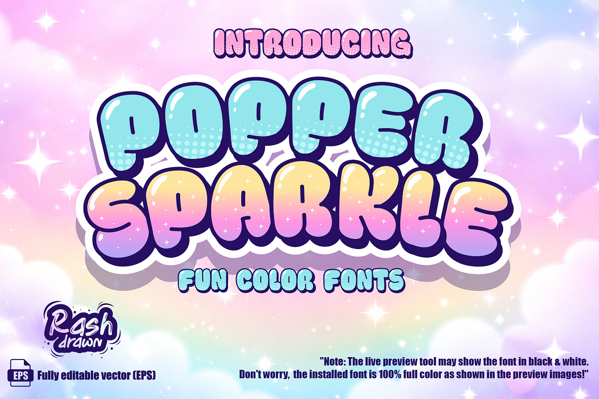 POPPER SPARKLE, SVG Color Font, a Handwritten Font by Rashdrawn (Photo 1 of 6)