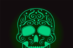 Skull Vector Neon Green Color