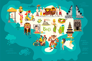 Bali map and Bali set art