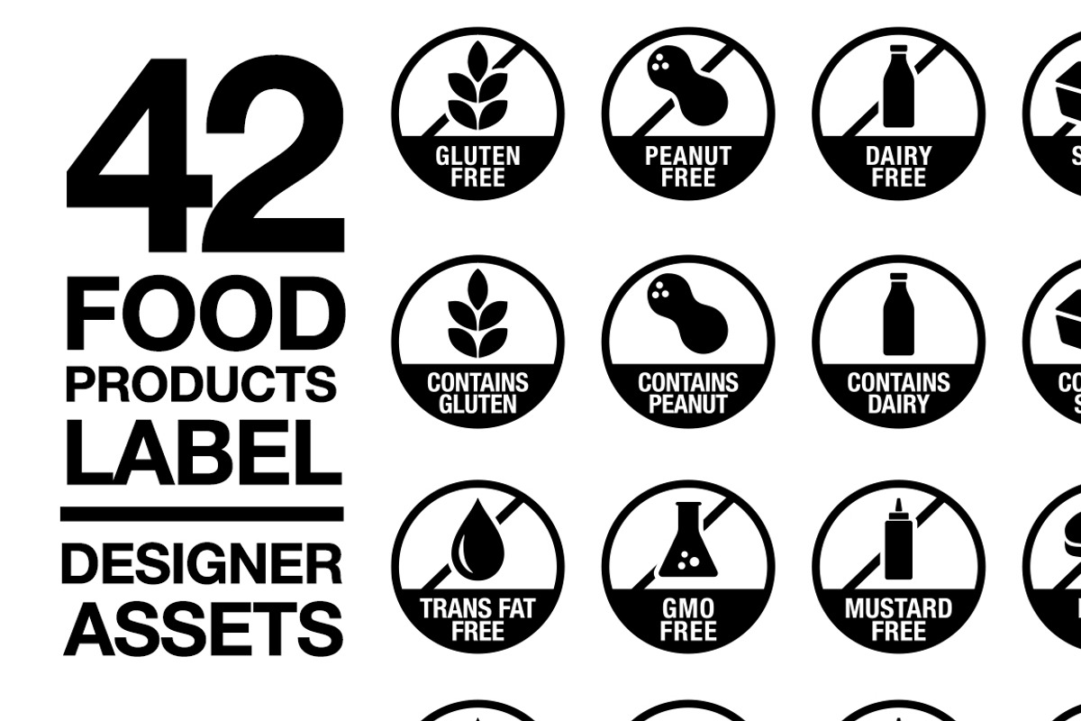 42 Food Allergy & Products Label V2, an Icon by PremiumGoods (Photo 1 of 2)