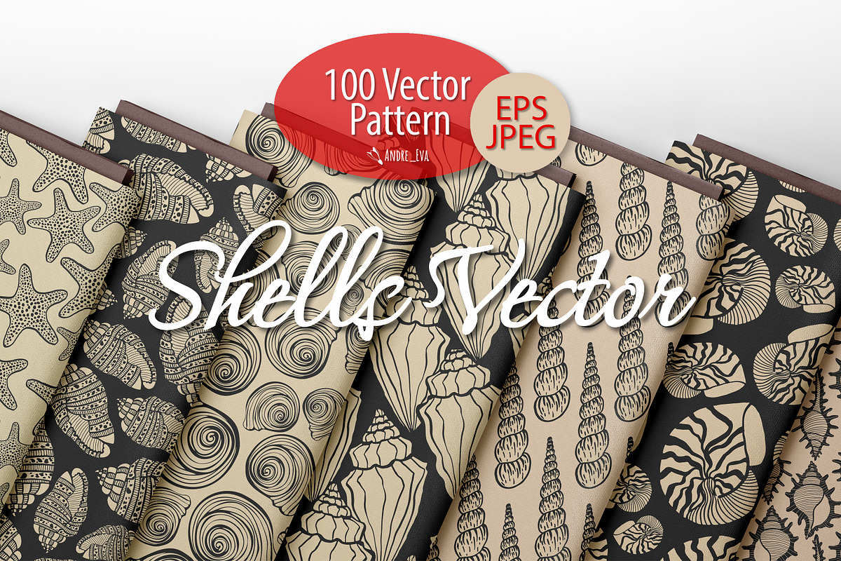 100 Seashell Vector Patterns, a Pattern Graphic by Andre_Eva (Photo 1 of 8)