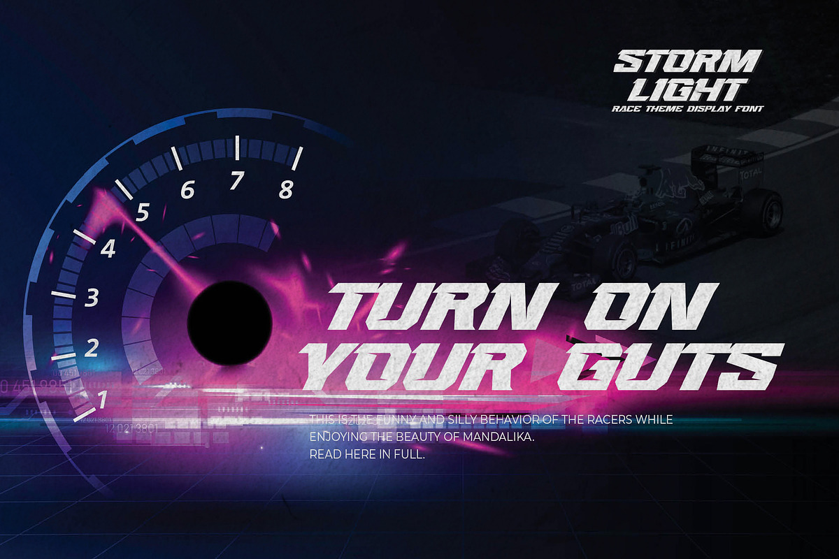 STORMLIGHT - Race Theme Display Font, a Font by Gassstype (Photo 2 of 9)